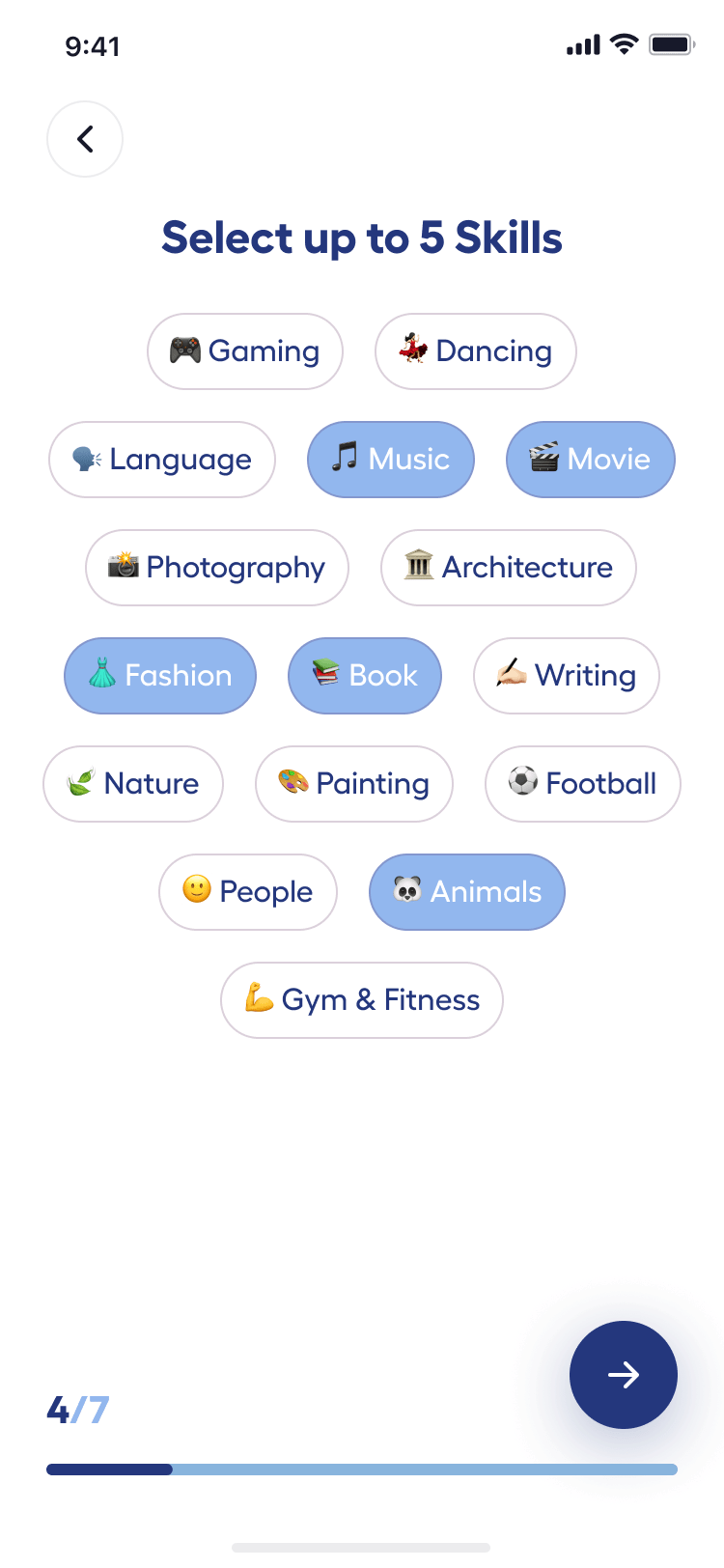 Create Account - Select Interest